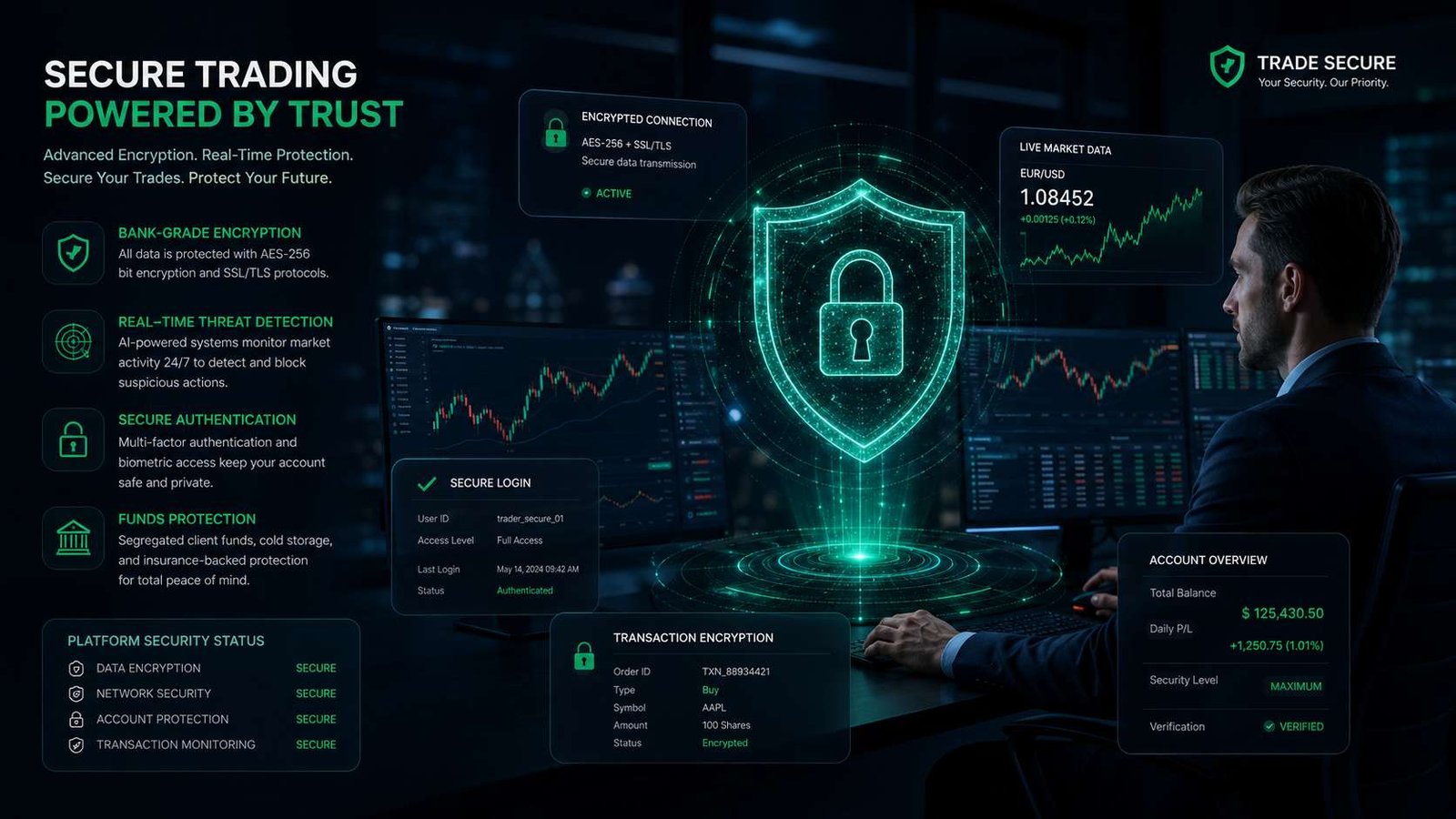 How secure trading technology builds customer confidence through encryption, cybersecurity, and safe online trading platforms